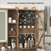 Farmhouse Vanity Desk with Mirror and Lights, Makeup Vanity Set with Lights & Jewelry Cabinet & 5 Drawers, Vanity Table with Charging Station, Hidden Storage Space for Bedroom, Brown
