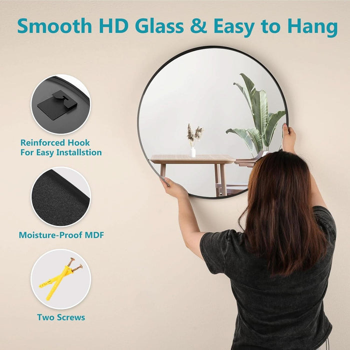 Twenty Inch Elegant Matte Black Architectural Mirror