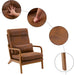 High Back Microfiber Rustic Mid Century Modern Accent Chair, Soild Wood Padding Lounge Armchairs Side Sitting Chairs for Living Room, Bedroom, Guest Room