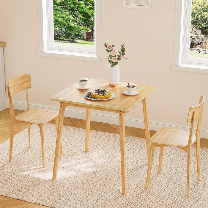 Natural Bamboo Square Dining Table EasyToAssemble TwoSeater