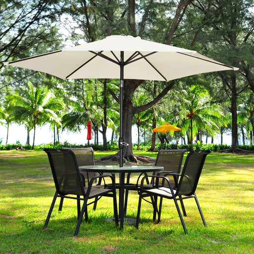 9Ft Patio Umbrella Outdoor Portable Table Market Umbrella with Push Button Tilt/Crank Waterproof Uv-Proof,Off-White