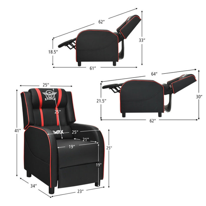 Massage Gaming Recliner PU Leather Chair with Footrest