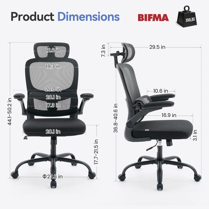 M102 Pro Ergonomic Office Chair, 3D Dynamic Lumbar Support, Black