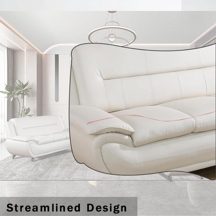 Leather 2 Piece Sofa Set, Sectional Couch, Modern Sofa for Living Room, Bedroom - B-Creamy White