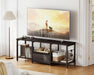 47" TV Stand with Open Storage Shelves up to 55 Inch Tvs, Entertainment Center with Fabric Drawers, TV Console Table with Soundbar Shelf TV Stand for Living Room Bedroom, Vintage and Black