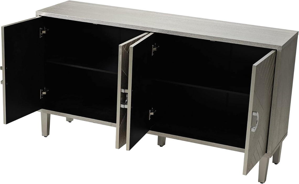 Modern 60 Inch Wide Silver Sideboard Buffet Cabinet