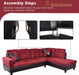 2 Pieces Sectional Sofa Sets, L-Shape Sofa Microfiber Couch Living Room Sofa Set with Chaise Using for Living Room Furniture(A-Red, Right Hand Facing)