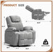 Swivel Rocker Recliner Chair with Vibration Massage, 360° Swivel Recliner Chairs for Adults Ergonomic Lounge Chair with Cup Holders Lazy Boy Recliner Single Sofa Seat (Fabric, Gray)
