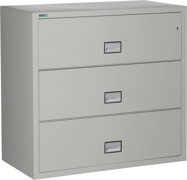 Lateral Fireproof File Cabinet 44" Wide 3-Drawer, Gray