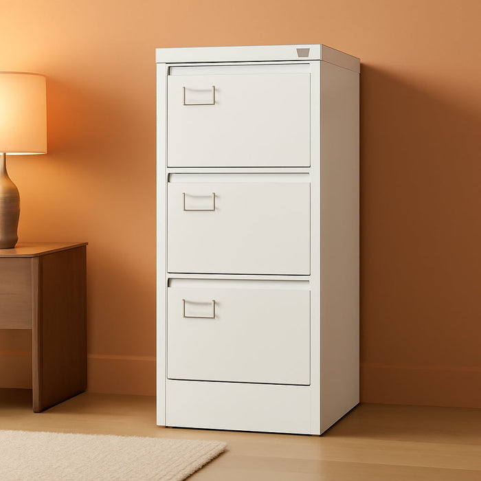 4-Drawer File Cabinet, 16.3" Deep Vertical Filing Cabinet with Lock, Metal File Cabinet for Home Office, Anti-Tip 4 Storage Drawers for Letter/Legal/A4/F4 Size (Assemble Required, White)