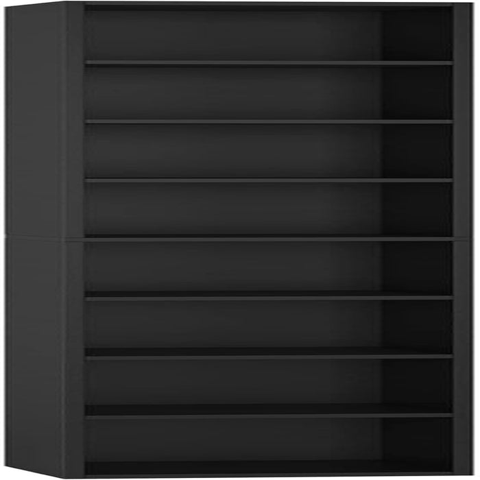 8-Tier Media Tower Rack, 11.6 X 9.3 X 70.9 Inches CD DVD Slim Storage Cabinet with Adjustable Shelves, Tall Narrow Bookcase Display Bookshelf for Home Office, Black