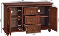 47" Wood Sideboard Buffet Cabinet with Storage,Traditional Media Console with 2 Doors & 3 Drawers,Adjustable Shelves Credenza with Solid Wood Legs for Kitchen,Living Room,Walnut