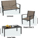 4 Pieces Patio Furniture Set, Outdoor Conversation Sets for Patio, Lawn, Garden, Poolside with a Glass Coffee Table, Brown