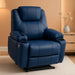 Electric Power Lift Recliner Chair Sofa with Massage and Heat for Elderly, 3 Positions, 2 Side Pockets, and Cup Holders, USB Ports, Faux Leather 7040 (Blue, Medium)
