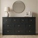 59" Wide Black 10 Drawer Dresser for Bedroom with Gold Metal Handle
