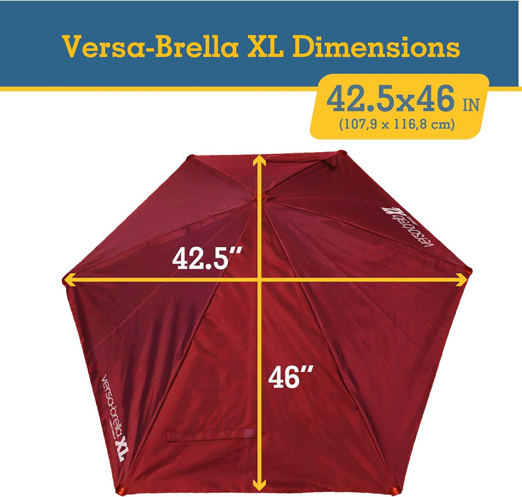 Versa-Brella UPF 50+ Personal Sun Shade - Portable Umbrella for Sports & Outdoors - Secure Clamp, 360-Degree Swivel Adjustable Position for Maximum Sun Protection - Compact with Carry Case