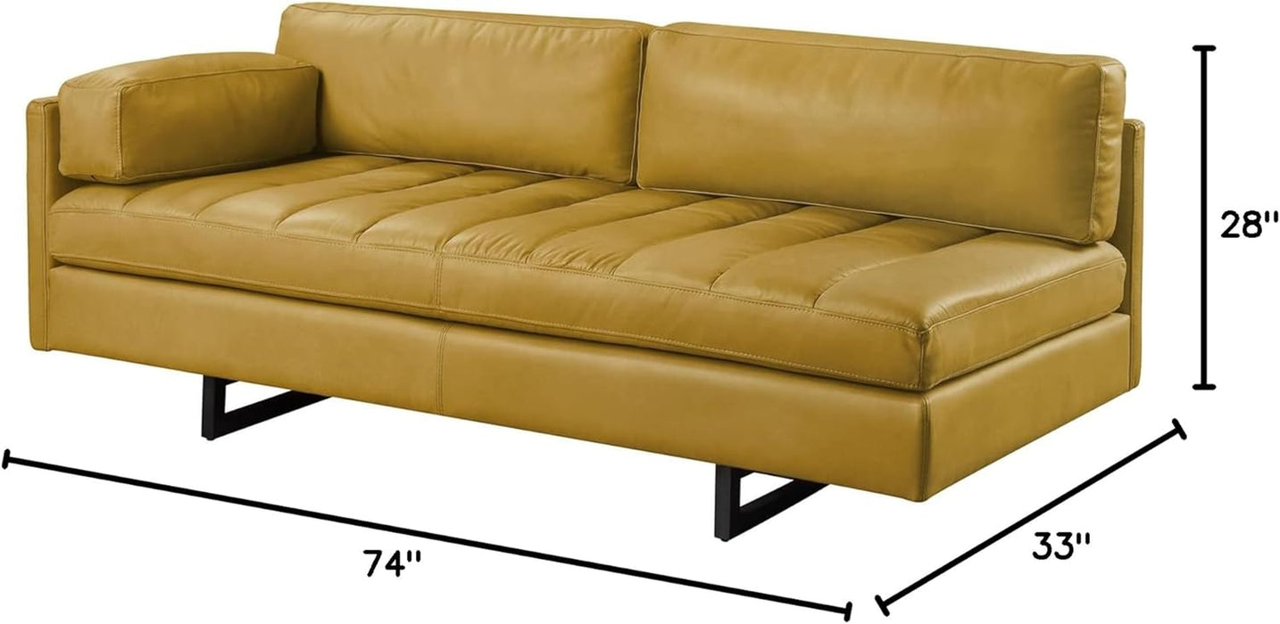 Radia Sofa with Pillow in Yellow Turmeric Top Grain Leather