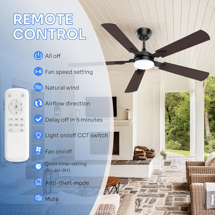 Ceiling Fans with Lights, 52 Inch Modern Ceiling Fans with Lights and Remote Control, DC Reversible Motor, Noiseless, 3CCT, Ceiling Fan for Bedroom, Living Room, Apartment Indoor/Outdoor Use
