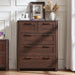Farmhouse 5 Drawer Dressers for Bedroom, Walnut
