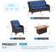 4 Pieces Outdoor Patio Furniture Set with Fire Pit Table, Wicker Chairs Set with Washable Cushions and Patio Couch Sofa, PE Rattan Conversation Set for Garden Porch Balcony, Blue