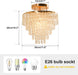 11.8" Crystal Chandelier Gold Crystal Flush Mount Ceiling Light 5 Tiers Raindrops Crystal Pendant Lighting Fixture for Bedroom Hallway Living Room E26 Base