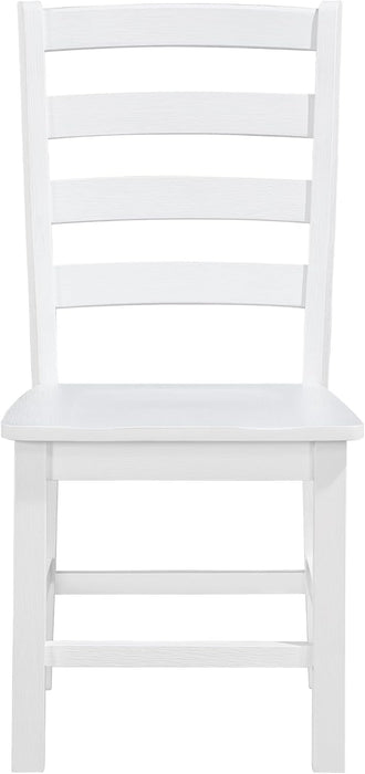 Dining Chairs Set of 2, Dining Chairs with Solid Wood Legs and Footrest, High Ladder Back Farmhouse Dining Chairs, Wooden Dining Room Chairs, White