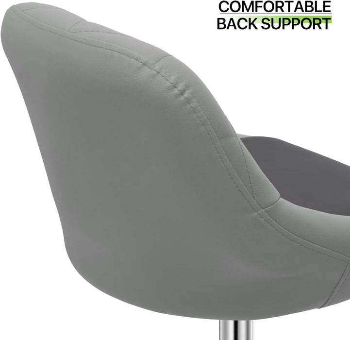 Bar Stools Set of 2 for Kitchen Counter, Height Adjustable Swivel PU Leather Barstools, Modern Bar Chair with Back and Footrest, Grey