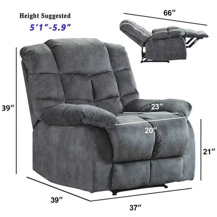 Bonzyhome Recliners Recliner Chair Breathable Fabric Reclining Chair Manual Sofa for Living Room, Gray