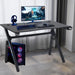 Gaming Desk Computer Desk 47"X 23" Home Office Desk Extra Large Modern Ergonomic Black PC Carbon Fiber Table Gamer Workstation with Cup Holder Headphone Hook,Blue