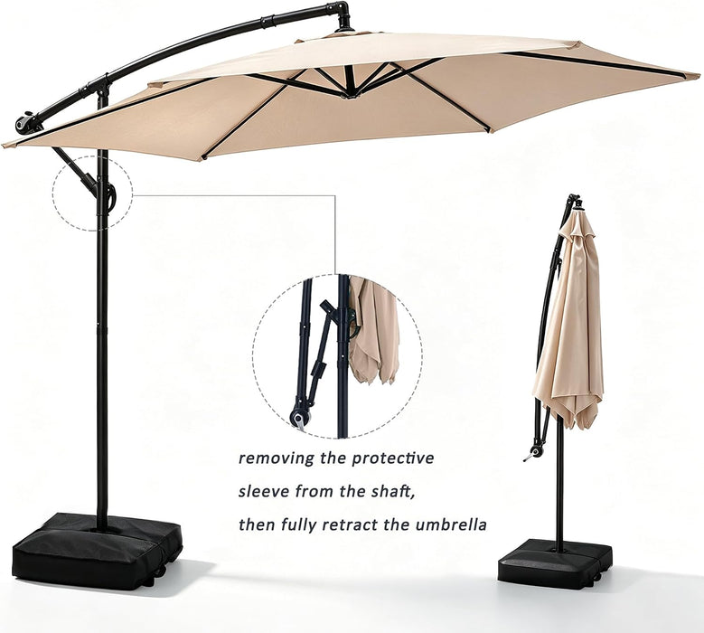 10FT Cantilever Offset Patio Outdoor Umbrella with Base Included