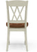 Home Styles Monarch Double X-Back White and Oak Dining Chairs, with Solid Hardwood Construction, Turned Legs, and Distressed Oak Finish, Set of Two