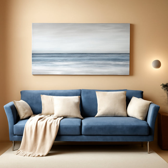 Abstract Wall Art Painting Wall Decor Large Artwork Textured Blue and White Sea Background Canvas Wall Art for Living Room Bedroom Home Decor 20"X40"