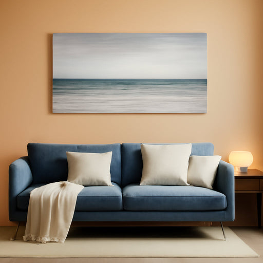 Abstract Wall Art Painting Wall Decor Large Artwork Textured Blue and White Sea Background Canvas Wall Art for Living Room Bedroom Home Decor 28"X57"