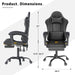 Gaming Chair with Headrest and Footrest for Home Office, Black