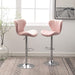 Ellston Velvet Adjustable Swivel Barstools in Pink, Set of 2