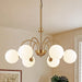 Six Light Brushed Gold Aluminum Sputnik Chandelier