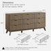 63" Wide Fluted 9 Drawer Dresser for Bedroom, Grey Alder