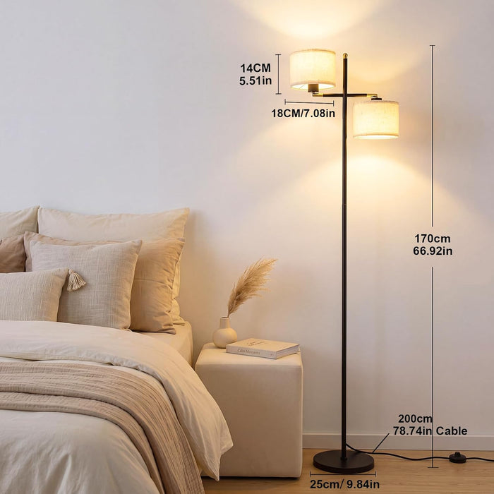 Black Floor Lamp for Living Room with Rotatable Shade,Foot Switch