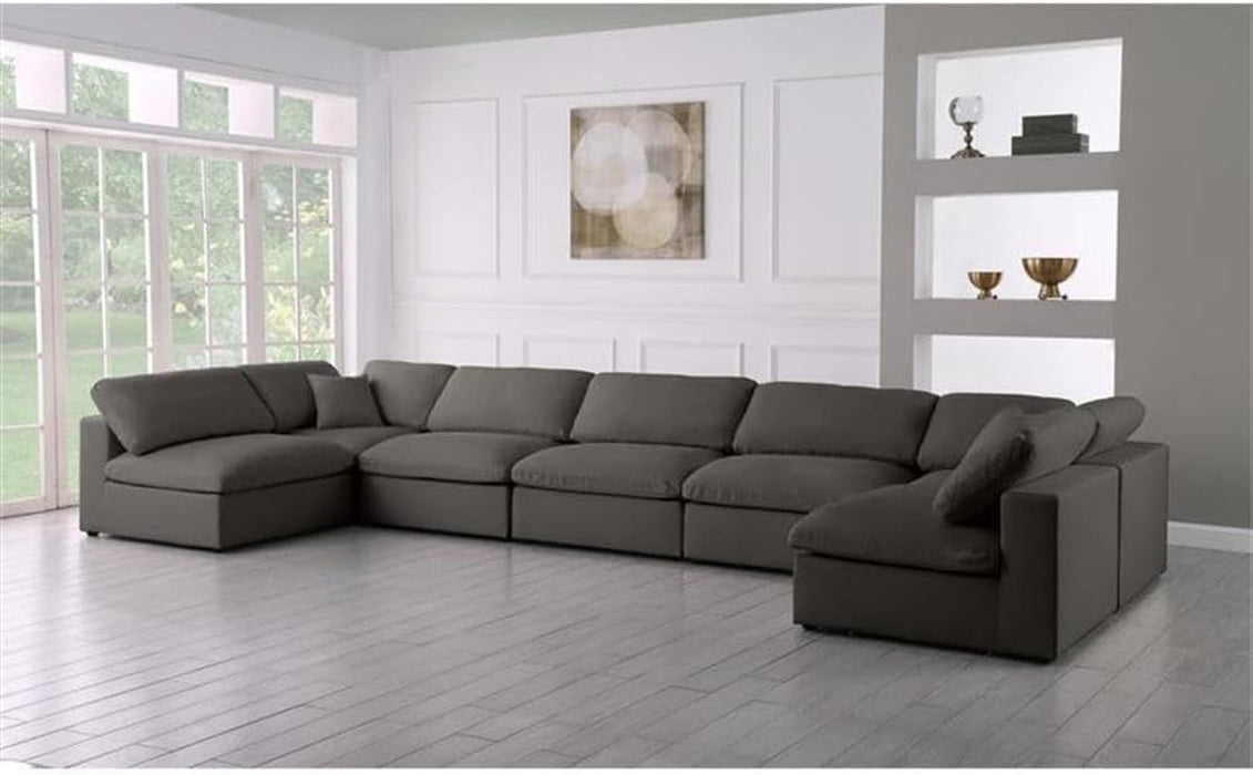 Contemporary Grey Velvet Standard Modular Sectional Sofa