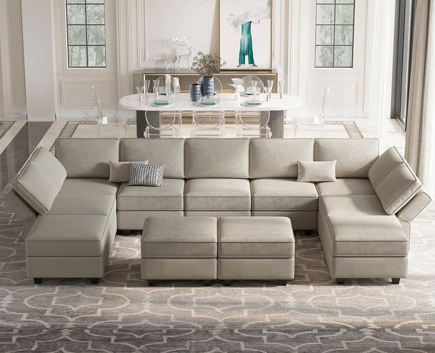 Oversized Velvet Modular Sectional Sofa with Storage