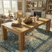 71" Long Dining Table for 6-8, Farmhouse Rectangular Wood Kitchen Table with Wide H-Legs & Thick Top, Sturdy Wood Strip Frame, Dining Room Table for Dinner, Apartment, Kitchen, Natural