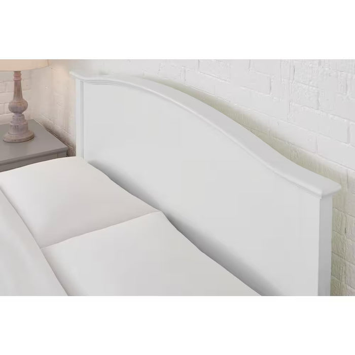 Colemont White Wood Full Platform Bed with Curved Headboard (56 In. W X 48 In. H)