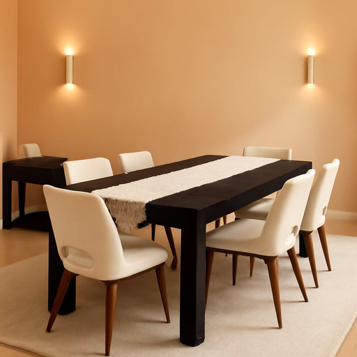 Black Dining Table for 6, Farmhouse Rectangular Kitchen Table, Wood | Long Modern Table with Rounded Corners for Dining & Living Room, Easy Assembly