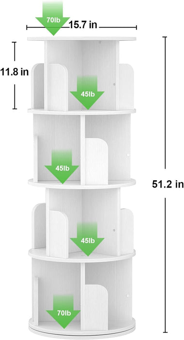 Rotating Corner Bookshelf 360 Degree White Storage