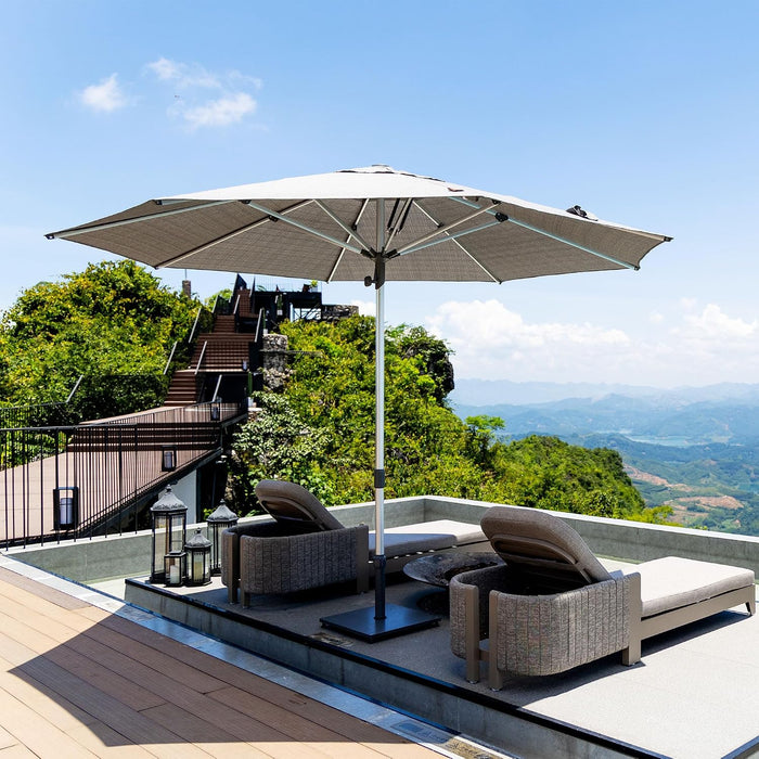 Outdoor Table Sun Umbrella 11.5 FT round Semi Auto Lift, Beige