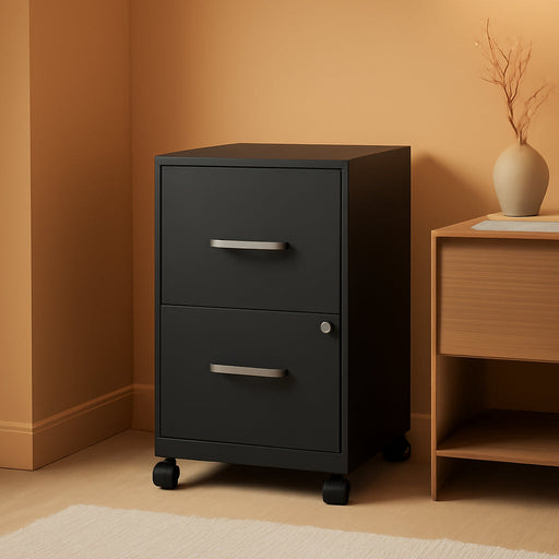 2-Drawer Mobile File Cabinet, 14.2" X 18" X 26.5", Black