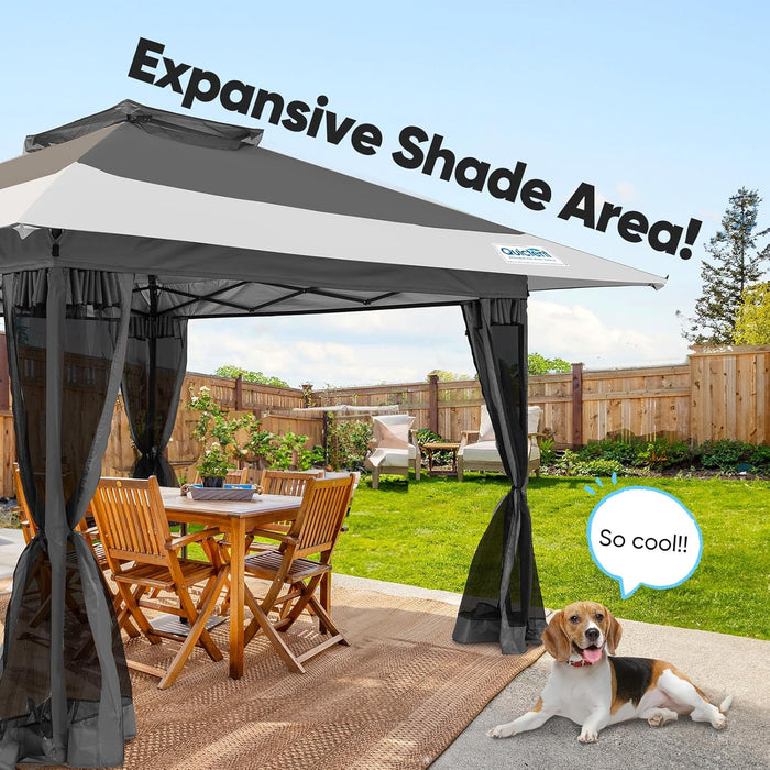 13'X13' Pop up Gazebo Canopy Tent, One Person Set up Portable Instant Folding Shelter, Outdoor Canopy Tent with Extra Shade for Backyard, Patio, Party