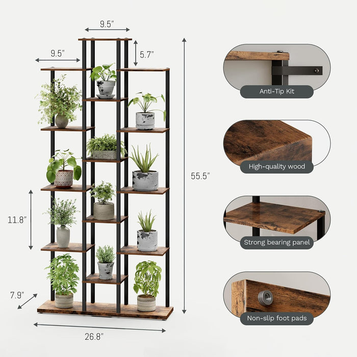 Bookshelf，Small Bookcase for Small Space，6-Tier Bookshelf for Living Room, Home Office, Study，7.87 X 26.77 X 55.5 Inches,Rustic Brown