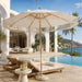 8.5Ft Luxury Premium Boho Patio Umbrella Wood Pole Fancy Bali-Style Outdoor Umbrellas UPF 50+ Sun Protection with Pulley Lift Air Vent Tassel Fringe for Garden, Pool, Deck, Beach, Backyard, Events