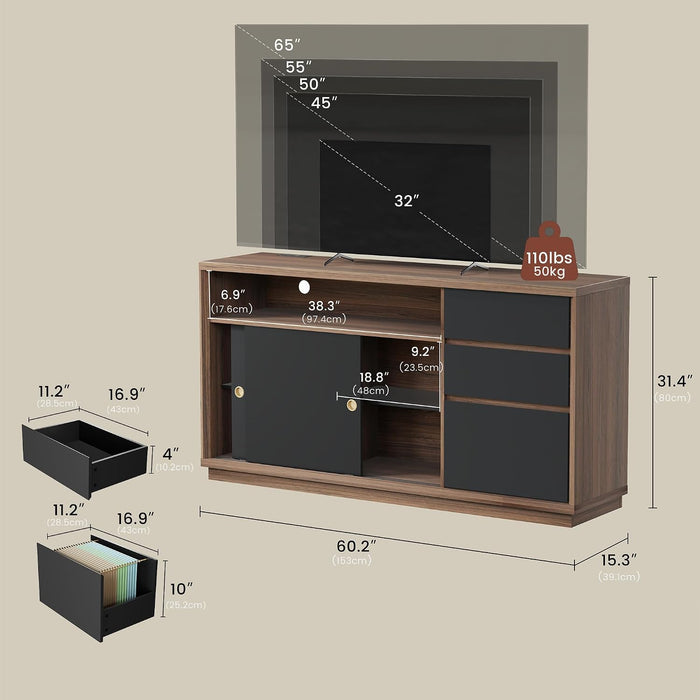 60Inch Filing Cabinet With Adjustable Shelf Storage